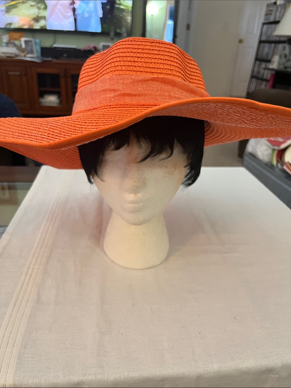 Beautiful Wide Brim Sun Hat - Bright Orange